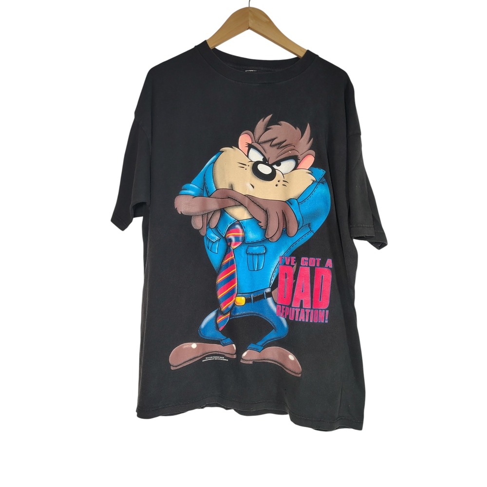 1996 Looney Tunes Tazmania Devil I've Got A Dad Reputation‎ T Shirt Size XL